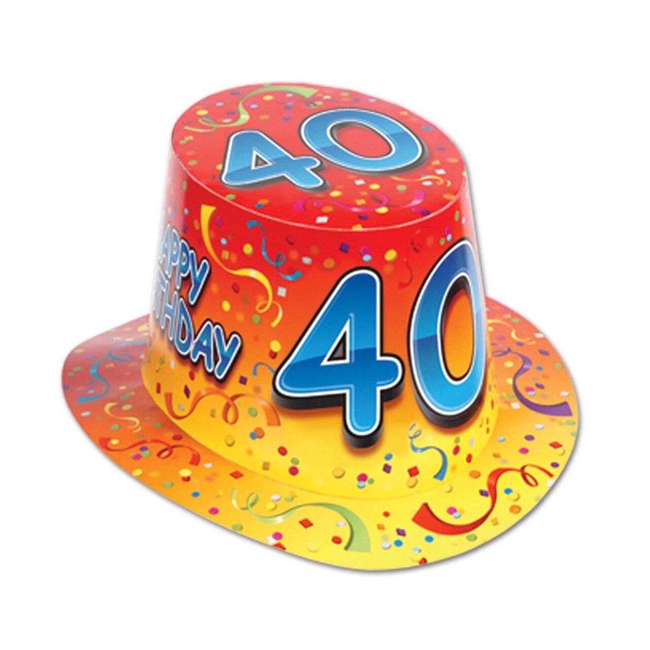 25 Pack Bulk Happy 40th Birthday Party Hi-Hat- Red and Orange